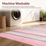 Ultra Soft Area Rug, Non Slip, Stain Resistant, Washable Area Rugs for Living Room, Bedroom, Bold Geometric Animal Motif(Pink)