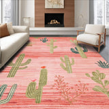 Ultra Soft Area Rug, Non Slip, Stain Resistant, Washable Area Rugs for Living Room, Bedroom, Rustic Cactus Boot Aesthetic(Pink)