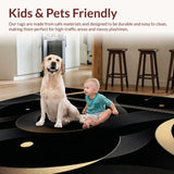 Ultra Soft Area Rug, Non Slip, Stain Resistant, Washable Area Rugs for Living Room, Bedroom, Dynamic Black Gold Abstract Geometry(Gold)