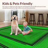 Ultra Soft Area Rug, Non Slip, Stain Resistant, Washable Area Rugs for Living Room, Bedroom, Sleek Monochrome Hypnotic Design(Green)