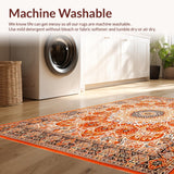 Ultra Soft Area Rug, Non Slip, Stain Resistant, Washable Area Rugs for Living Room, Bedroom, Stylish Whimsical Fringe Accents(Orange)