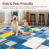 Ultra Soft Area Rug, Non Slip, Stain Resistant, Washable Area Rugs for Living Room, Bedroom, Expressive Multihued Artistic Texture(Blue)