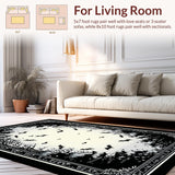 Ultra Soft Area Rug, Non Slip, Stain Resistant, Washable Area Rugs for Living Room, Bedroom, Luxurious Dark Fantasy Rug(White)