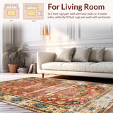 Ultra Soft Area Rug, Non Slip, Stain Resistant, Washable Area Rugs for Living Room, Bedroom, Modern Vibrant Trellis Aesthetic(Red)