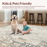 Mediterranean Inspired Beige High Low Pile Textured Geometric Shapes(Beige)