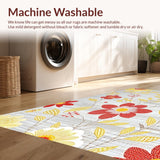 Ultra Soft Area Rug, Non Slip, Stain Resistant, Washable Area Rugs for Living Room, Bedroom, Whimsical Botanical Color Burst(Yellow)