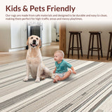 Ultra Soft Area Rug, Non Slip, Stain Resistant, Washable Area Rugs for Living Room, Bedroom, Sophisticated Minimalist Striped Palette(Gray)