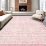 Ultra Soft Area Rug, Non Slip, Stain Resistant, Washable Area Rugs for Living Room, Bedroom, Preppy Bow Motif Rug Scalloped Edge Coquette-Inspired Smooth Accent(Pink)