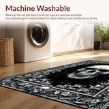 Ultra Soft Area Rug, Non Slip, Stain Resistant, Washable Area Rugs for Living Room, Bedroom, Chic Monochrome Skull Pattern(Gray)