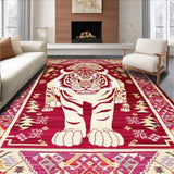 Ultra Soft Area Rug, Non Slip, Stain Resistant, Washable Area Rugs for Living Room, Bedroom, Elegant Distressed Geometric Flair(Red)