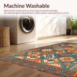 Ultra Soft Area Rug, Non Slip, Stain Resistant, Washable Area Rugs for Living Room, Bedroom, Sophisticated Ethnic Patterned Charm(Orange)