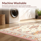 Ultra Soft Area Rug, Non Slip, Stain Resistant, Washable Area Rugs for Living Room, Bedroom, Boho Inspired Stair Landing Area with Secure Grip for Wood Step Decor(Beige)