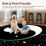 Ultra Soft Area Rug, Non Slip, Stain Resistant, Washable Area Rugs for Living Room, Bedroom, Charming Cat-Inspired Yin Yang Design(Black)