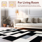 Ultra Soft Area Rug, Non Slip, Stain Resistant, Washable Area Rugs for Living Room, Bedroom, Farmhouse Chic Monochrome Striped Rug with Classic Linear Pattern(Gray)