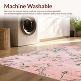 Ultra Soft Area Rug, Non Slip, Stain Resistant, Washable Area Rugs for Living Room, Bedroom, Modern Warm Toned Nature Print(Pink)