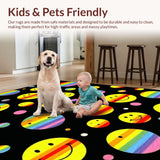 Ultra Soft Area Rug, Non Slip, Stain Resistant, Washable Area Rugs for Living Room, Bedroom, Lively Multicolored Geometric Display(Yellow)