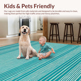 Ultra Soft Area Rug, Non Slip, Stain Resistant, Washable Area Rugs for Living Room, Bedroom, Vibrant Coastal Striped Aesthetic(Blue)