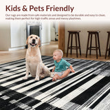 Ultra Soft Area Rug, Non Slip, Stain Resistant, Washable Area Rugs for Living Room, Bedroom, Black Bow Accent Rug, Girly Preppy Decor(Black)