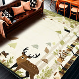 Ultra Soft Area Rug, Non Slip, Stain Resistant, Washable Area Rugs for Living Room, Bedroom, Kids Playroom Area Whimsical Woodland Animals(Beige)
