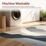 Ultra Soft Area Rug, Non Slip, Stain Resistant, Washable Area Rugs for Living Room, Bedroom, Elegant Neutral Tones Geometric Motif(Beige)