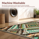 Ultra Soft Area Rug, Non Slip, Stain Resistant, Washable Area Rugs for Living Room, Bedroom, Eclectic Geometric Earthy Tones(Blue)