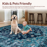 Ultra Soft Area Rug, Non Slip, Stain Resistant, Washable Area Rugs for Living Room, Bedroom, Sophisticated Coastal Abstract Motif(Blue)