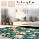 Ultra Soft Area Rug, Non Slip, Stain Resistant, Washable Area Rugs for Living Room, Bedroom, Rustic Botanical Green Palette(Green)