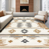 Ultra Soft Area Rug, Non Slip, Stain Resistant, Washable Area Rugs for Living Room, Bedroom, Luxurious Neutral Tiled Design(Beige)