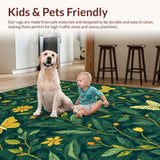 Ultra Soft Area Rug, Non Slip, Stain Resistant, Washable Area Rugs for Living Room, Bedroom, Whimsical Nature-Inspired Butterfly Motif(Green)