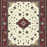 Ultra Soft Area Rug, Non Slip, Stain Resistant, Washable Area Rugs for Living Room, Bedroom, Decorative Medallion Victorian Era Inspired Maroon Beige(Red)