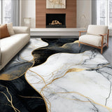 Ultra Soft Area Rug, Non Slip, Stain Resistant, Washable Area Rugs for Living Room, Bedroom, Stylish Gray and White Blend(Black)