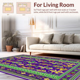 Ultra Soft Area Rug, Non Slip, Stain Resistant, Washable Area Rugs for Living Room, Bedroom, Contemporary Fleur-De-Lis Theme(Purple)