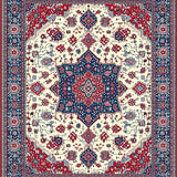 Ultra Soft Area Rug, Non Slip, Stain Resistant, Washable Area Rugs for Living Room, Bedroom, Rustic Vintage Patterned Round Design(White)