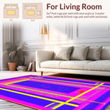 Ultra Soft Area Rug, Non Slip, Stain Resistant, Washable Area Rugs for Living Room, Bedroom, Lively Vintage Pixelated Style(Blue)