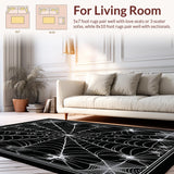 Ultra Soft Area Rug, Non Slip, Stain Resistant, Washable Area Rugs for Living Room, Bedroom, Sinister Halloween Gothic Aesthetic(Black)