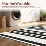Ultra Soft Area Rug, Non Slip, Stain Resistant, Washable Area Rugs for Living Room, Bedroom, Sophisticated Dual Color Reversible Mat With Horizontal Line Design(Black)