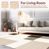 Ultra Soft Area Rug, Non Slip, Stain Resistant, Washable Area Rugs for Living Room, Bedroom, Contemporary Soft Hued Symmetry(Beige)