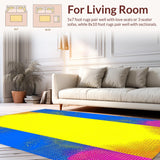 Ultra Soft Area Rug, Non Slip, Stain Resistant, Washable Area Rugs for Living Room, Bedroom, Dynamic Ombre Geometric Composition(Yellow)