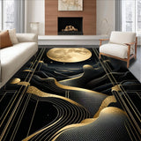 Ultra Soft Area Rug, Non Slip, Stain Resistant, Washable Area Rugs for Living Room, Bedroom, Sophisticated Abstract Marble Aesthetic(Gold)