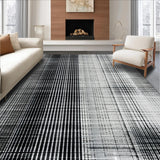 Ultra Soft Area Rug, Non Slip, Stain Resistant, Washable Area Rugs for Living Room, Bedroom, Striped Adventure Rug Front Porch Decor(Black)