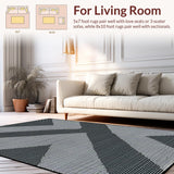 Ultra Soft Area Rug, Non Slip, Stain Resistant, Washable Area Rugs for Living Room, Bedroom, Vibrant Coastal Trellis Aesthetic(Gray)