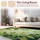 Ultra Soft Area Rug, Non Slip, Stain Resistant, Washable Area Rugs for Living Room, Bedroom, Chic Contemporary Green Floral Motif(Green)