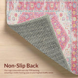 Ultra Soft Area Rug, Non Slip, Stain Resistant, Washable Area Rugs for Living Room, Bedroom, Soft Pastel Ogee Motif Delight(Pink)
