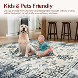 Ultra Soft Area Rug, Non Slip, Stain Resistant, Washable Area Rugs for Living Room, Bedroom, Cozy Earthy Toned Floral Design(Gray)