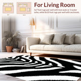 Ultra Soft Area Rug, Non Slip, Stain Resistant, Washable Area Rugs for Living Room, Bedroom, Black and White Zebra Entryway Non-Slip Rug(Black)