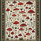 Ultra Soft Area Rug, Non Slip, Stain Resistant, Washable Area Rugs for Living Room, Bedroom, Rustic Vibrant Fungi Pattern(Red)