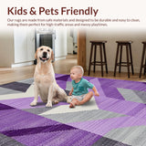 Ultra Soft Area Rug, Non Slip, Stain Resistant, Washable Area Rugs for Living Room, Bedroom, Contemporary Abstract Purple Palette(Purple)