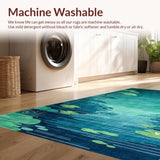 Ultra Soft Area Rug, Non Slip, Stain Resistant, Washable Area Rugs for Living Room, Bedroom, Vibrant Aqua and Green Whimsy(Blue)