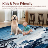 Ultra Soft Area Rug, Non Slip, Stain Resistant, Washable Area Rugs for Living Room, Bedroom, Elegant Blue Ethnic Animal Print(Blue)