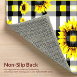 Ultra Soft Area Rug, Non Slip, Stain Resistant, Washable Area Rugs for Living Room, Bedroom, Rustic Floral Buffalo Check(Yellow)